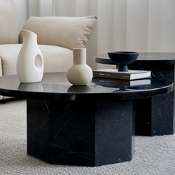 Table basse ronde en marbre noir