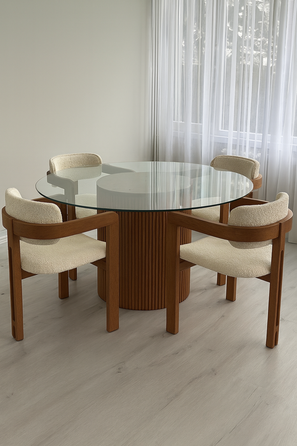 Table à Manger Verre Trempé Securisé avec 4 Chaise