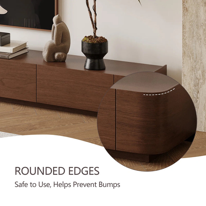 Meuble TV combiné Lydiane  avec rangement, placage bois massif, 4 tiroirs