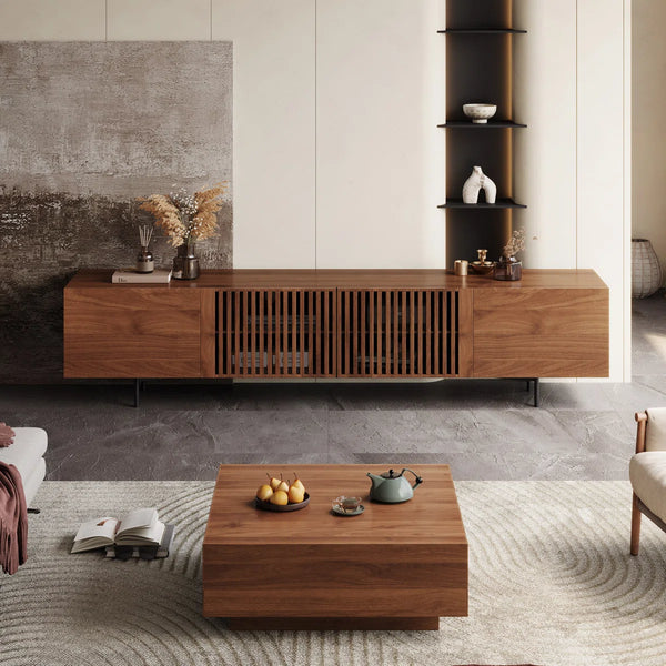 Meuble TV en panneaux de fibres Roanoke pour téléviseurs