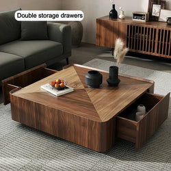 Table basse carrée en noyer