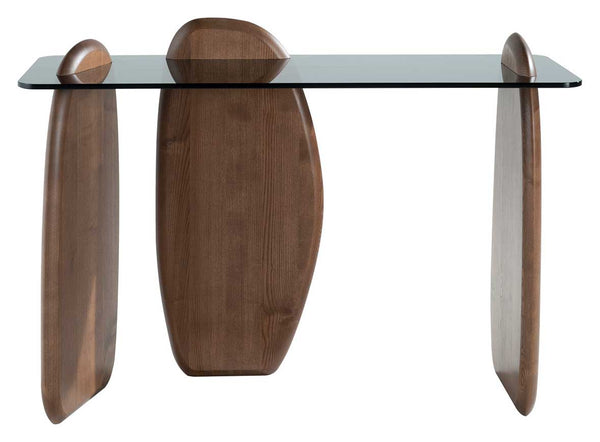 console rectangulaire en bois et verre SHARK