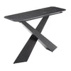 Najma - Console plateau céramique marbré noir pieds métal noir