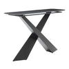 Najma - Console plateau céramique marbré noir pieds métal noir