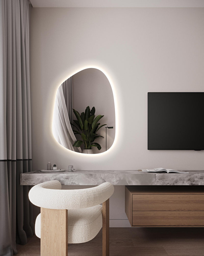 Miroir mural LED irrégulier