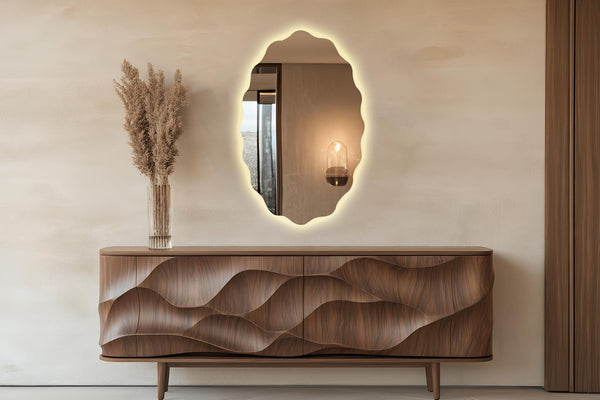 Miroir mural rétro-éclairé asymétrique
