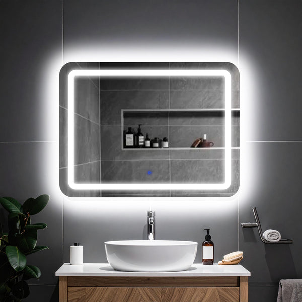 Quadra, miroir de courtoisie rectangulaire LED