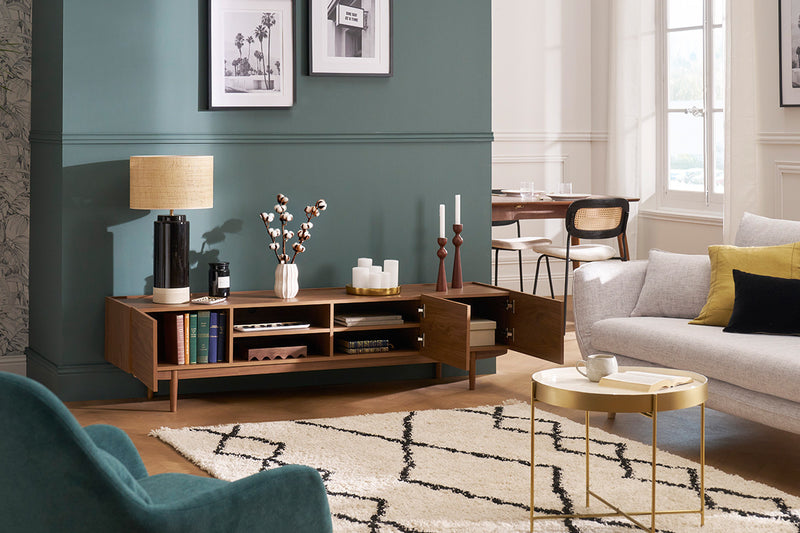 Meuble TV bois foncé noyer 3 portes