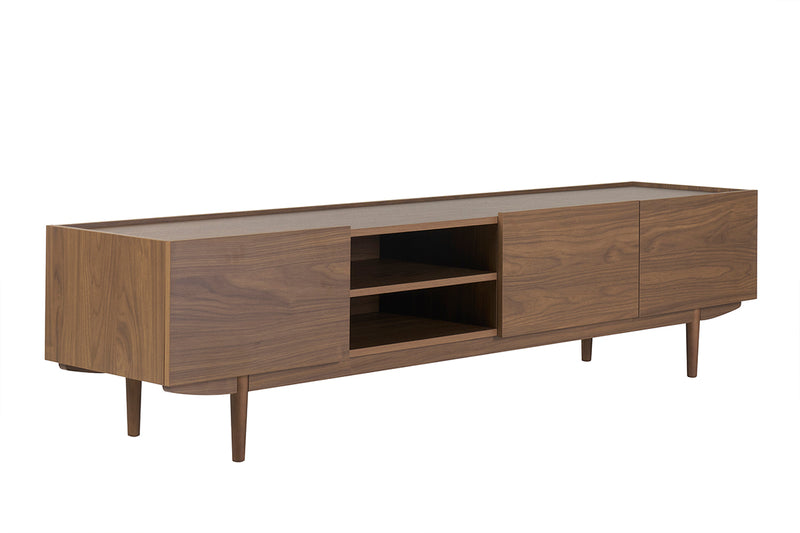 Meuble TV bois foncé noyer 3 portes