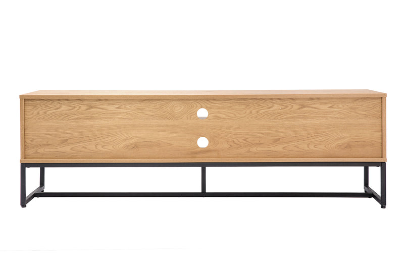 Meuble TV finition bois clair chêne et métal noir
