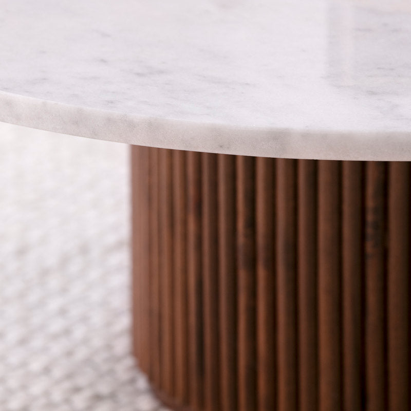 Table basse en bois et marbre